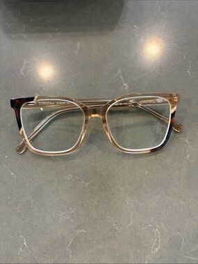 Transparent Smoke and Tortoiseshell Square Eyeglass Frames. Very unique!